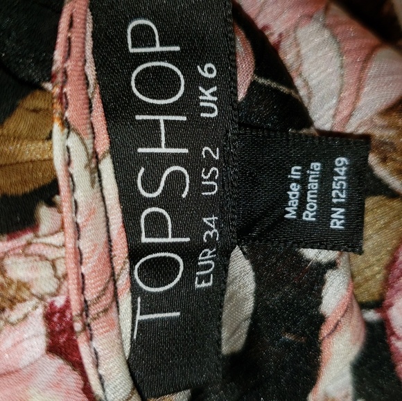 Topshop Peony Print Tie Sleeve Dress - Picture 4 of 5